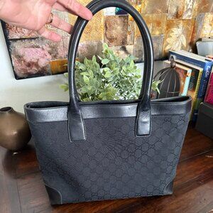 Black Canvas Gucci Tote Bag